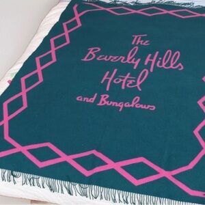VINTAGE Beverly Hills Hotel and Bungalows Asprey London Lambswool Blanket